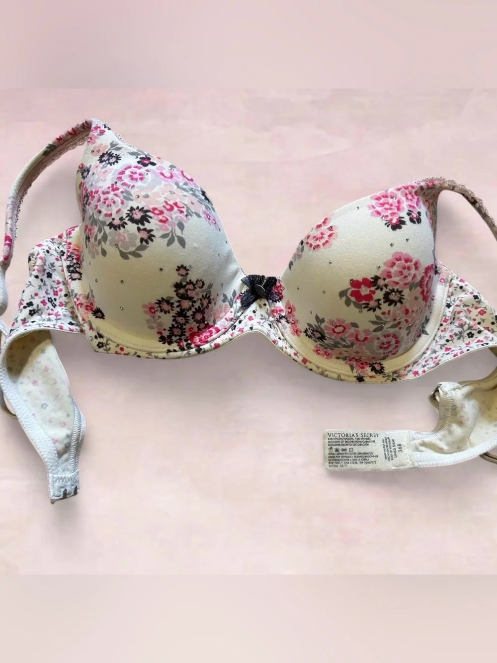 Victoria's Secret Pink & White Floral Lined Demi Underwire Bra